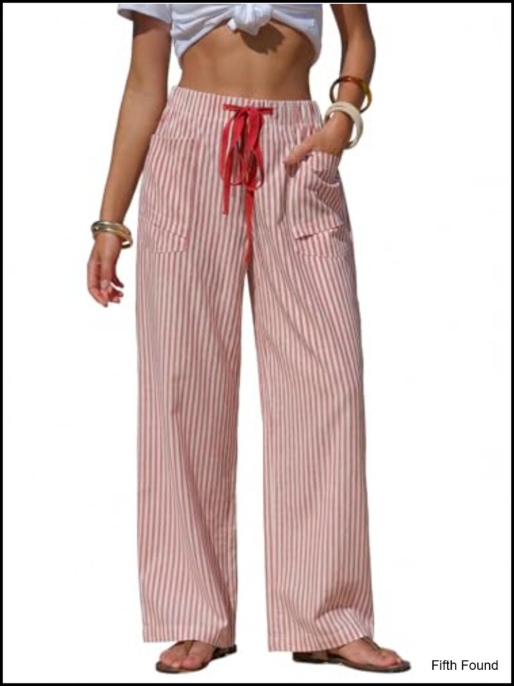 Womens Faux Linen Wide Leg Pants Drawstring Casual Lounge Trousers